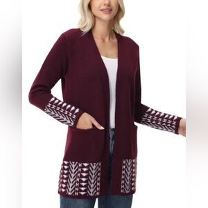 FRYE Women's Patterned Cardigan Dark Red (Oxblood)